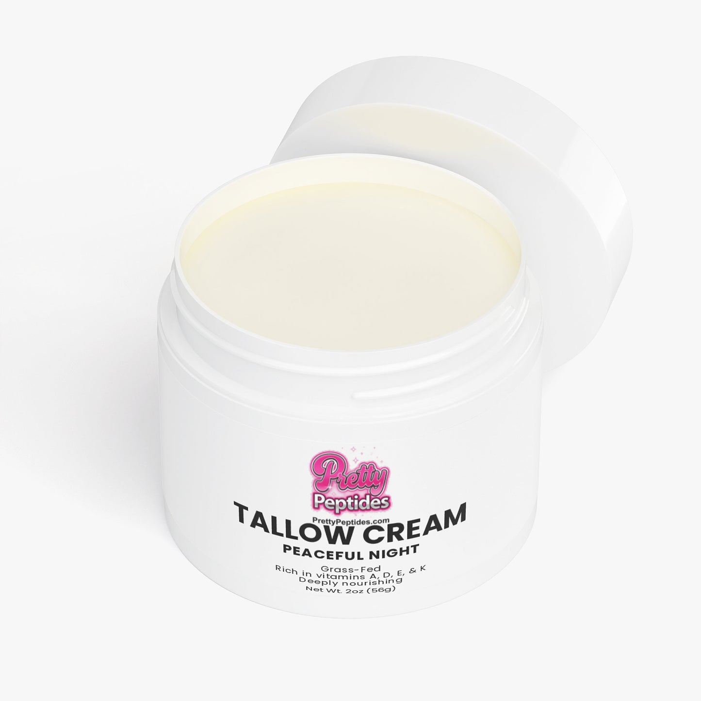 Tallow Cream Peaceful Night featured in nightly skincare routine with toner and serum