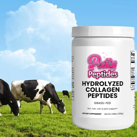 Grass-Fed Hydrolyzed Collagen Peptides by Prettypeptides for skin, hair, nails, and joint support