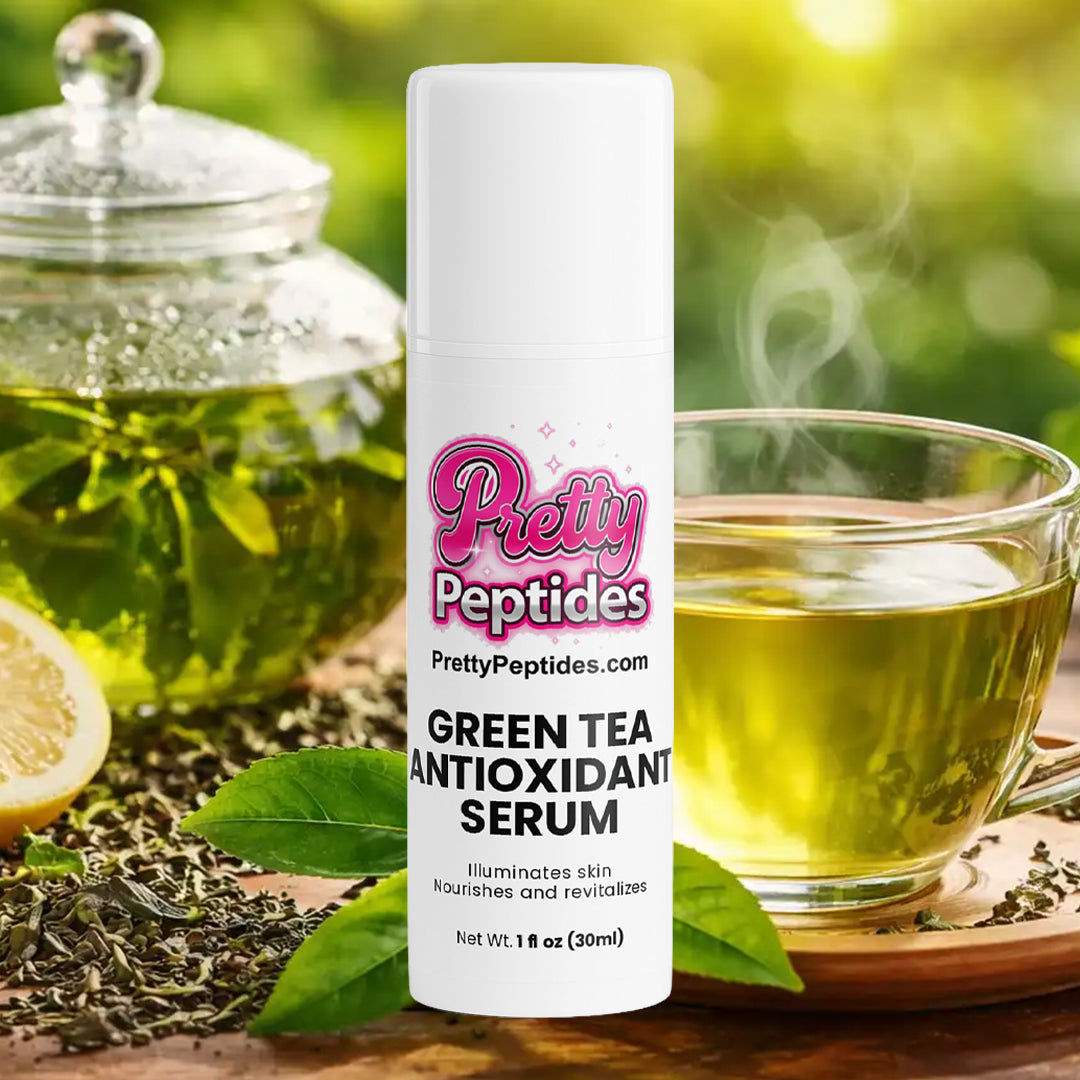 Green Tea Antioxidant Serum by Prettypeptides for hydrating, soothing, and protecting the skin