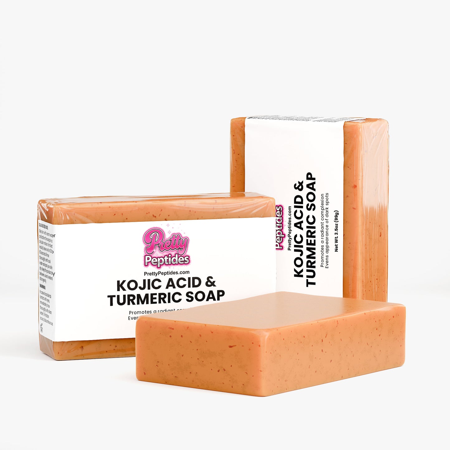 Key ingredients in Kojic Acid & Turmeric Soap including kojic acid and turmeric extract