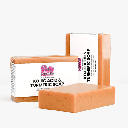 Key ingredients in Kojic Acid & Turmeric Soap including kojic acid and turmeric extract