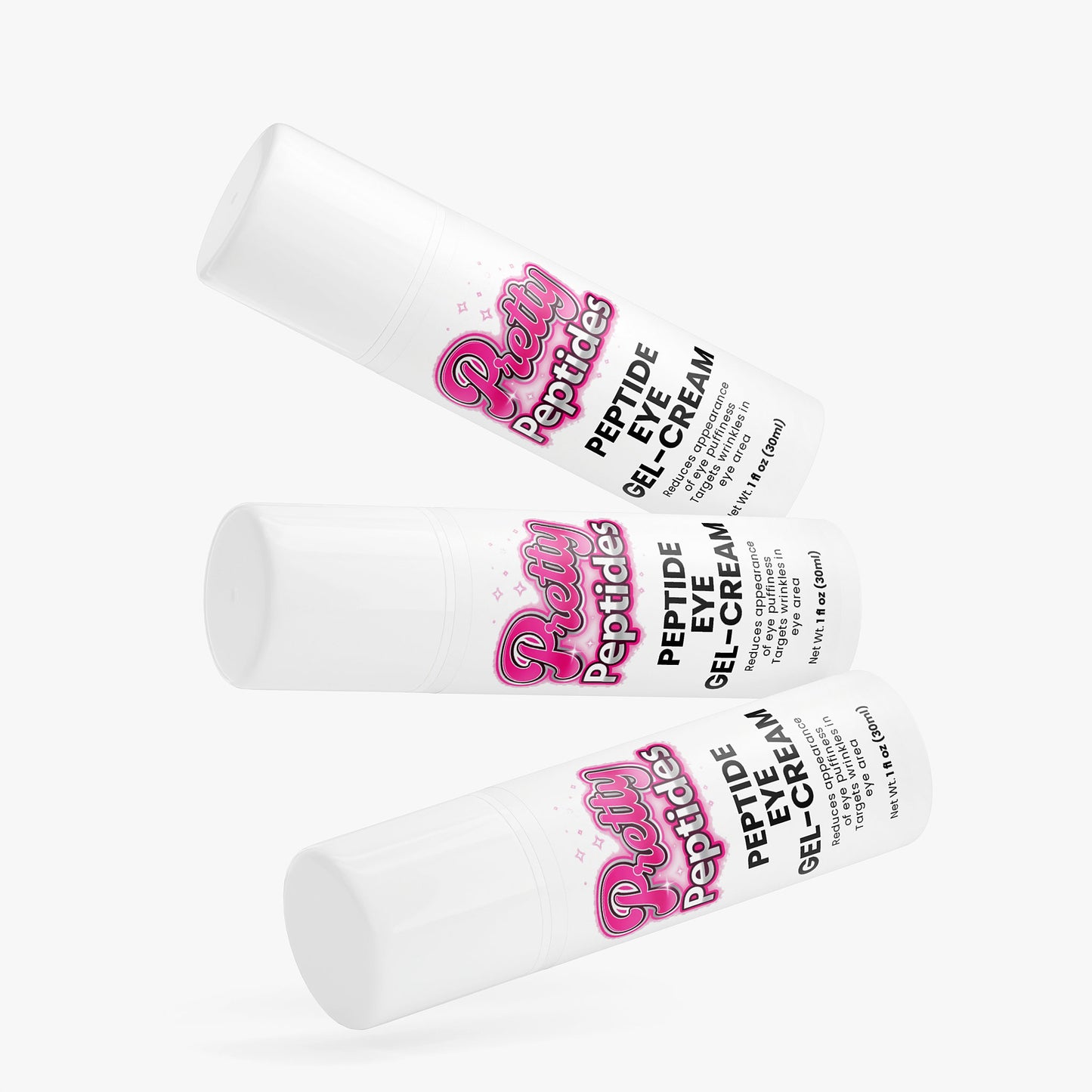 Woman using Prettypeptides peptide eye gel cream as part of daily skincare routine for brighter eyes