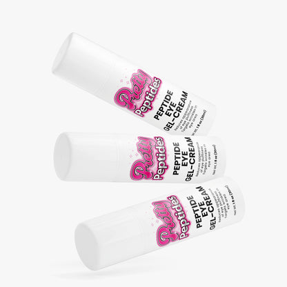 Woman using Prettypeptides peptide eye gel cream as part of daily skincare routine for brighter eyes