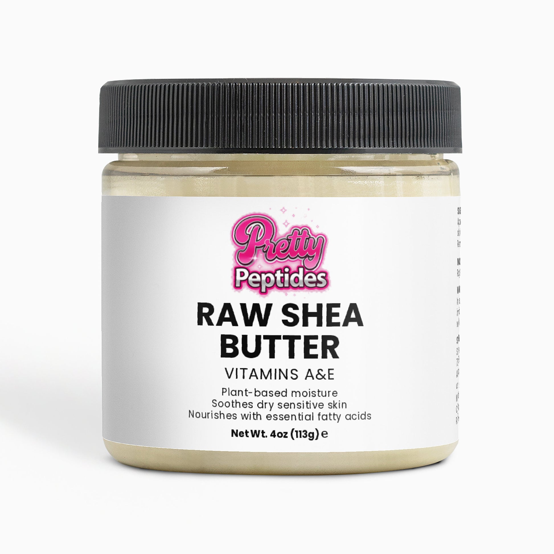 Front view of Raw Shea Butter showing natural skincare jar packaging