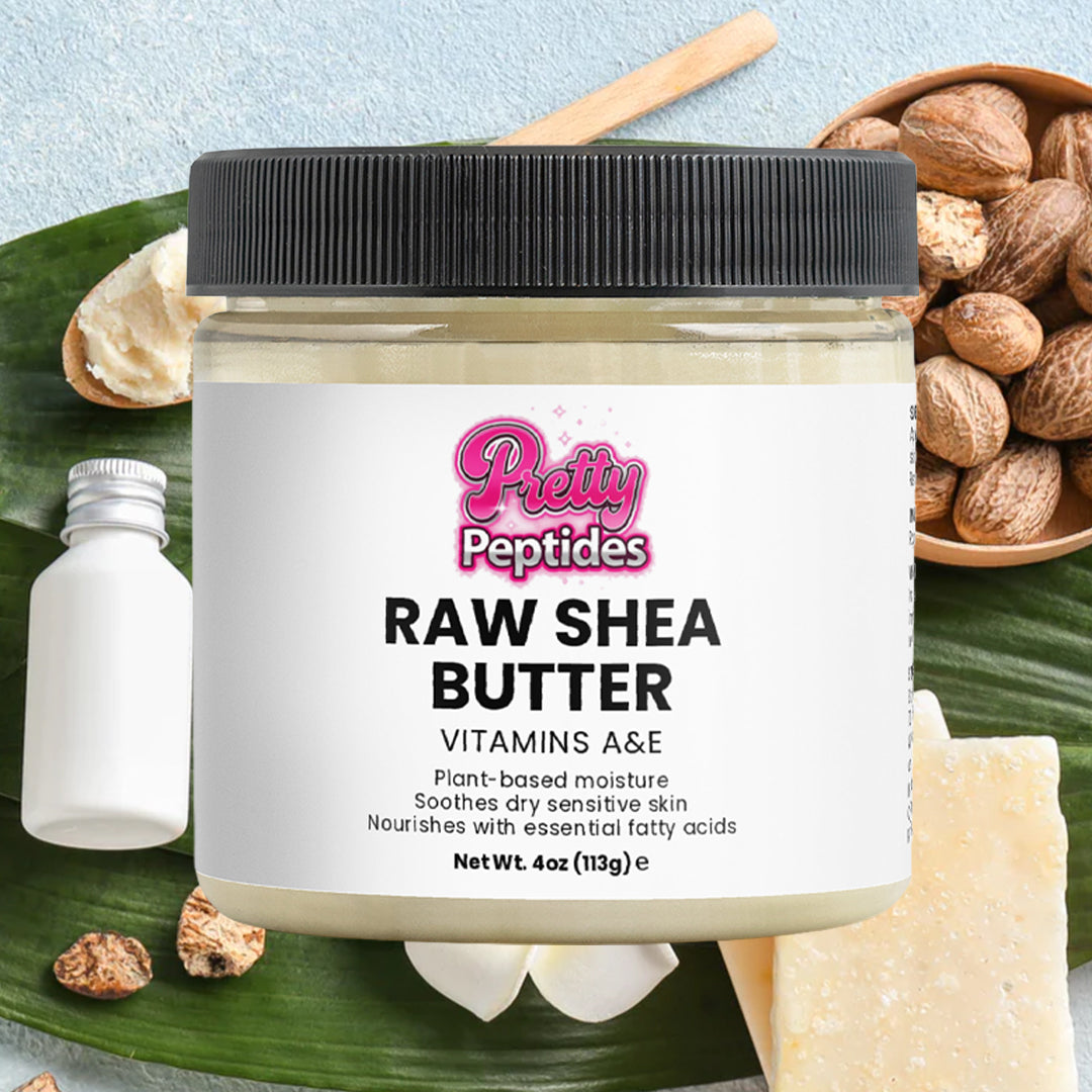 Raw Shea Butter by Prettypeptides for moisturizing, nourishing, and protecting dry or sensitive skin