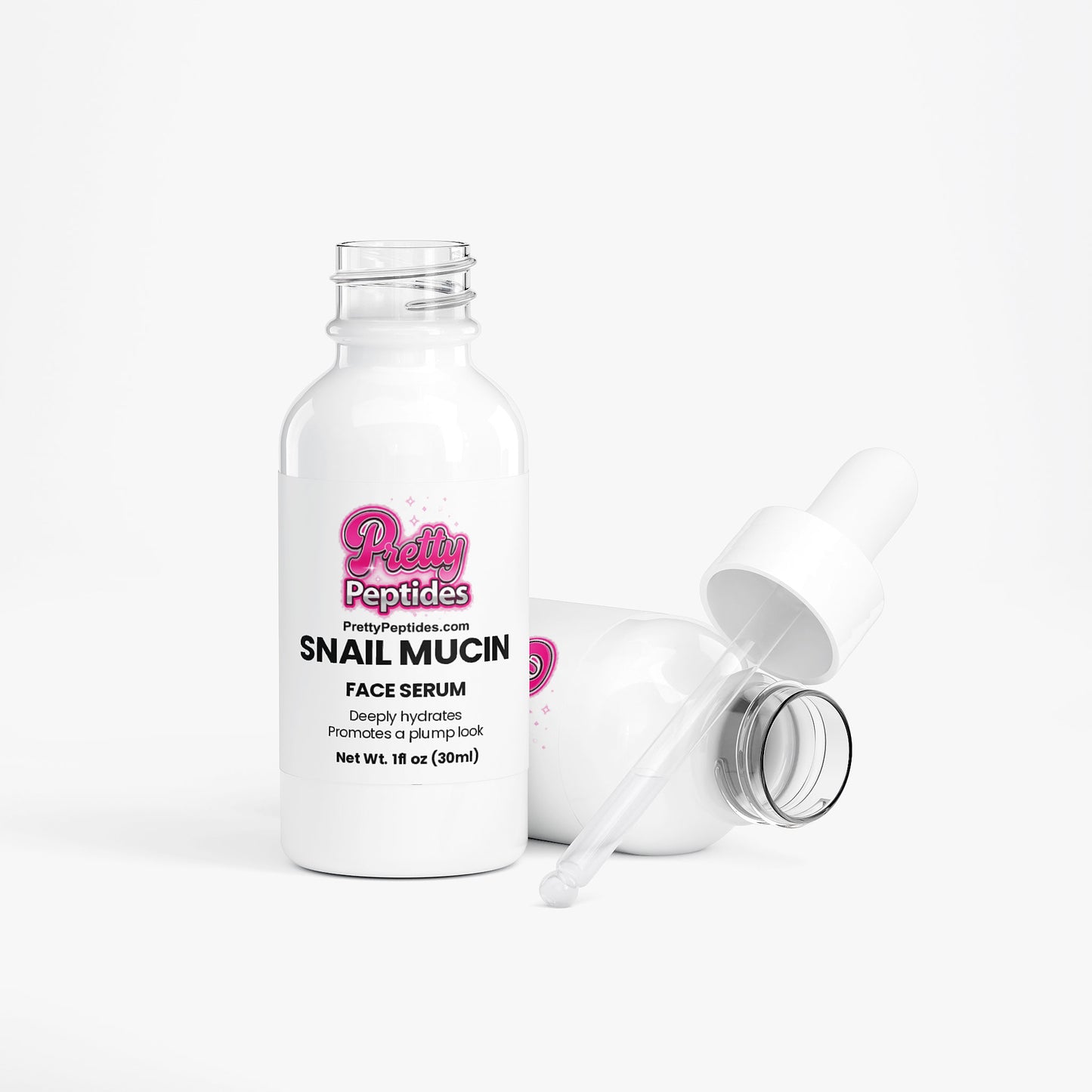Snail Mucin Face Serum texture with dropper showing lightweight formula