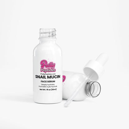 Snail Mucin Face Serum texture with dropper showing lightweight formula