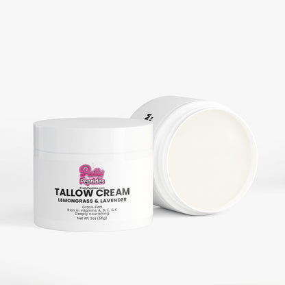 Applying Tallow Cream Lemongrass & Lavender to face and hands for soft, nourished skin