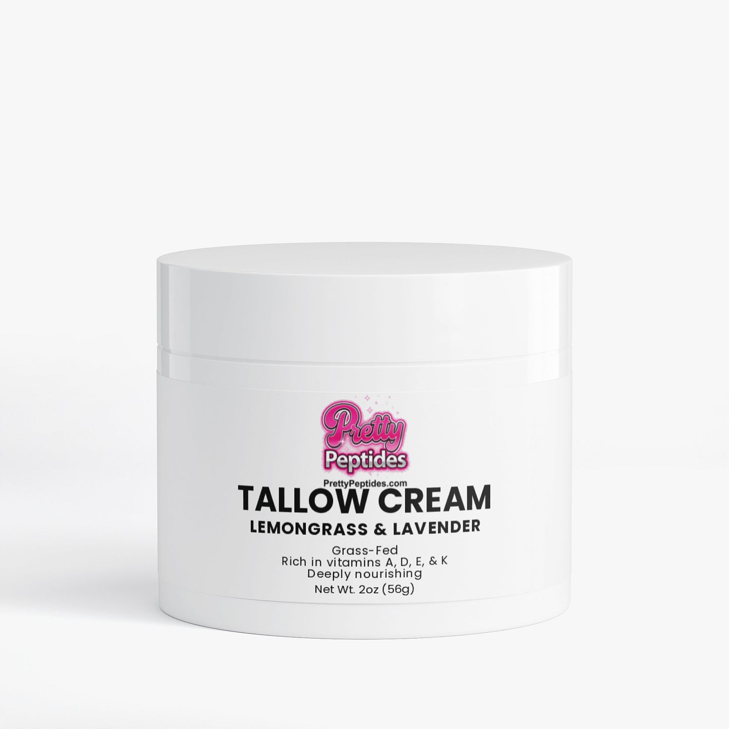 Front view of Tallow Cream Lemongrass & Lavender showing clean, minimal skincare packaging