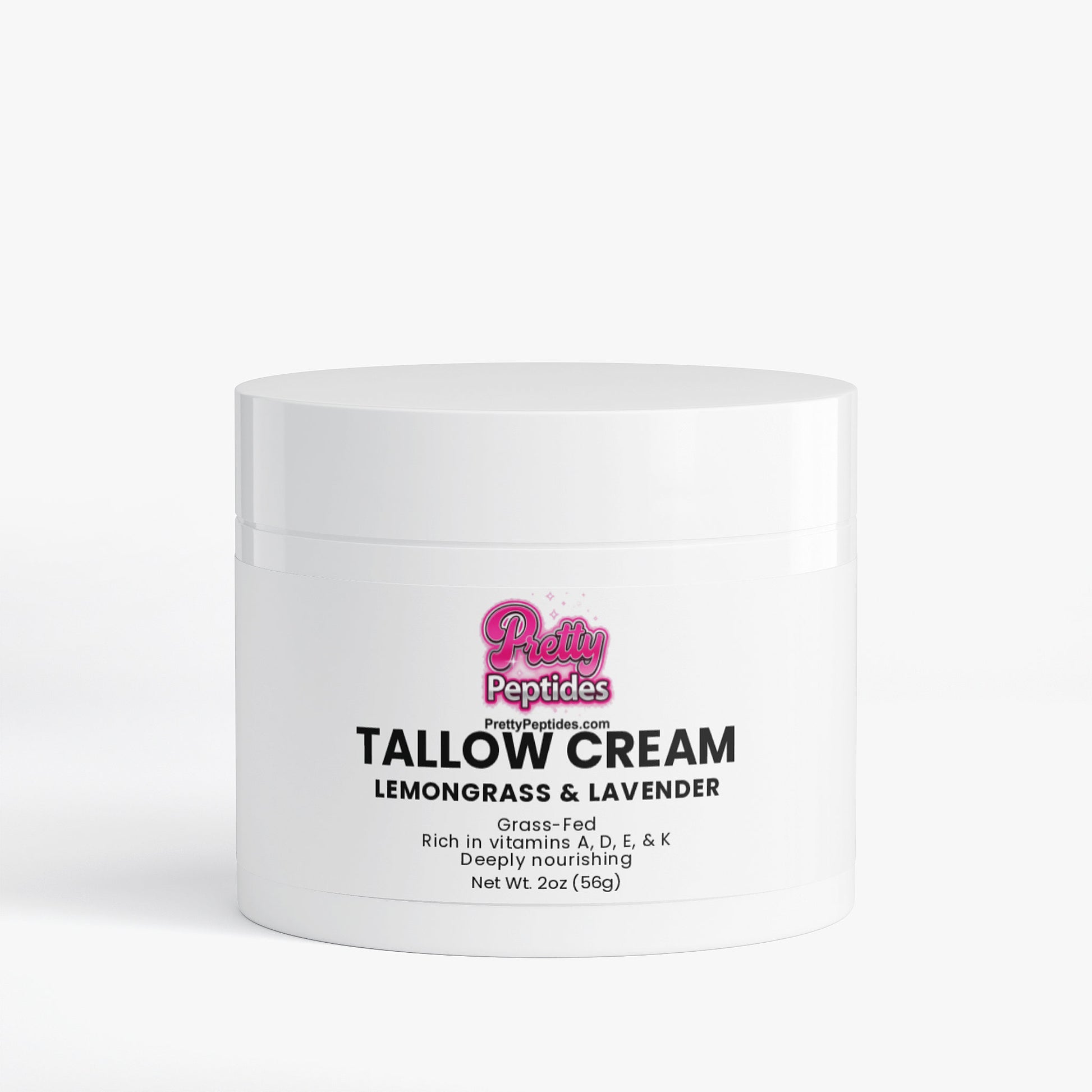 Front view of Tallow Cream Lemongrass & Lavender showing clean, minimal skincare packaging
