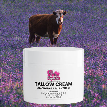 Tallow Cream Lemongrass & Lavender by Prettypeptides for nourishing and hydrating skin