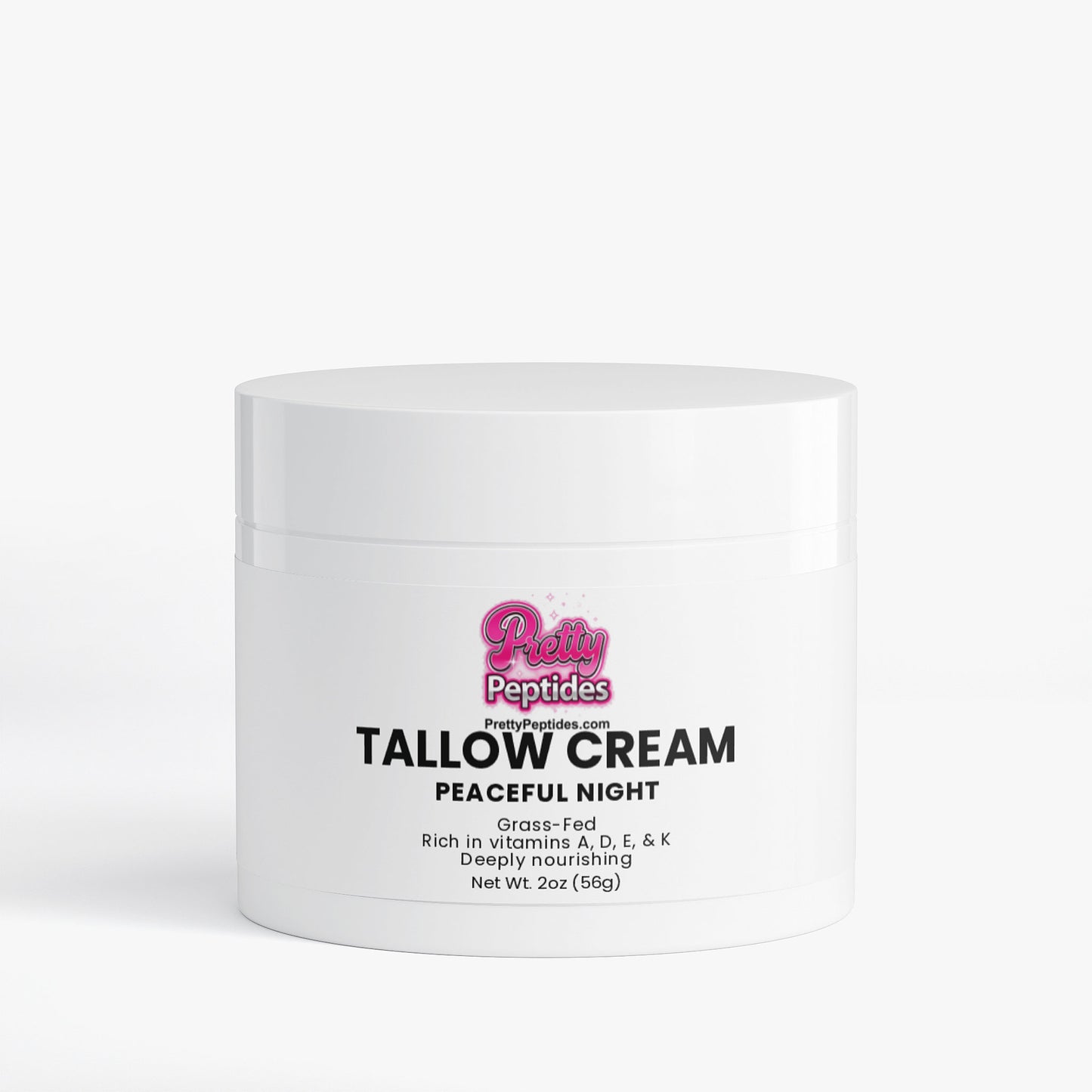 Front view of Tallow Cream Peaceful Night showing elegant skincare packaging