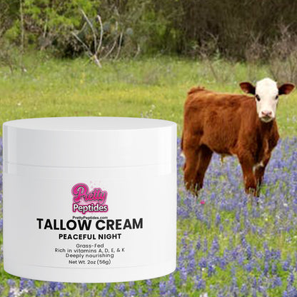 Tallow Cream Peaceful Night by Prettypeptides for nourishing and soothing overnight skin hydration