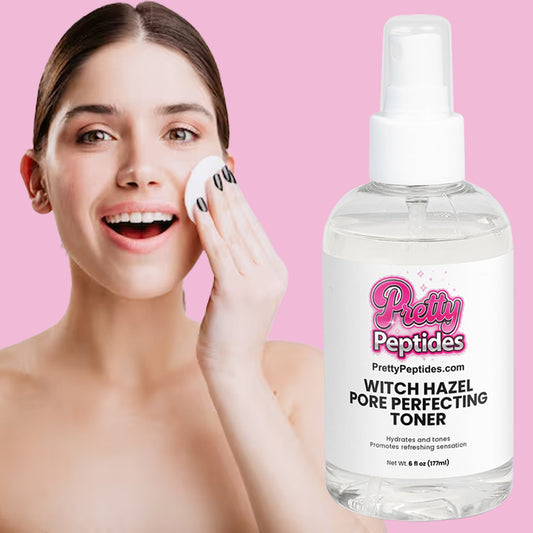 Witch Hazel Pore Perfecting Toner bottle - refines pores and balances skin | PrettyPeptides